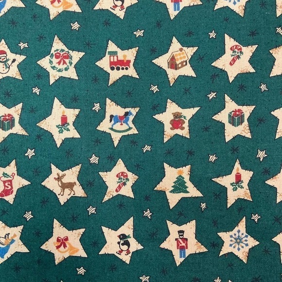 VINTAGE Handmade Holiday Stars Christmas Folk Art Button Up Vest Farmhouse Large - Picture 12 of 12